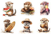 Summer Playful Otter Pups Clipart, an Illustration by Dream Creation (Thumbnail 2 of 6)