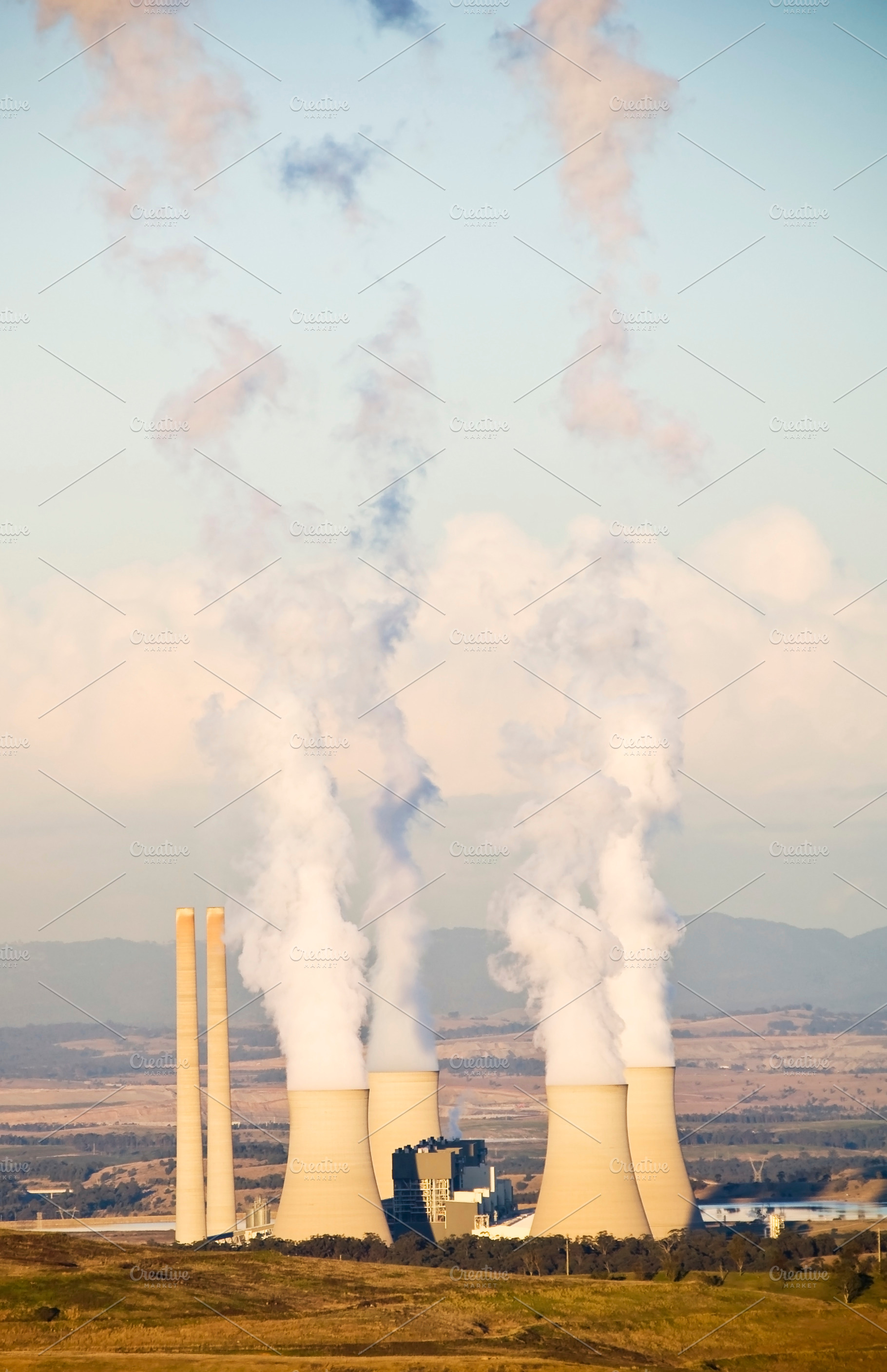 Power Plant Smoke Stacks, an Industrial Photo by THP Creative