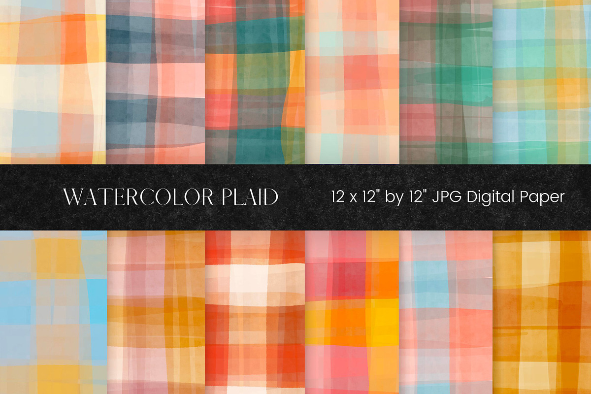 Colourful Watercolor Plaid, a Background Graphic by Pixafied (Photo 1 of 2)