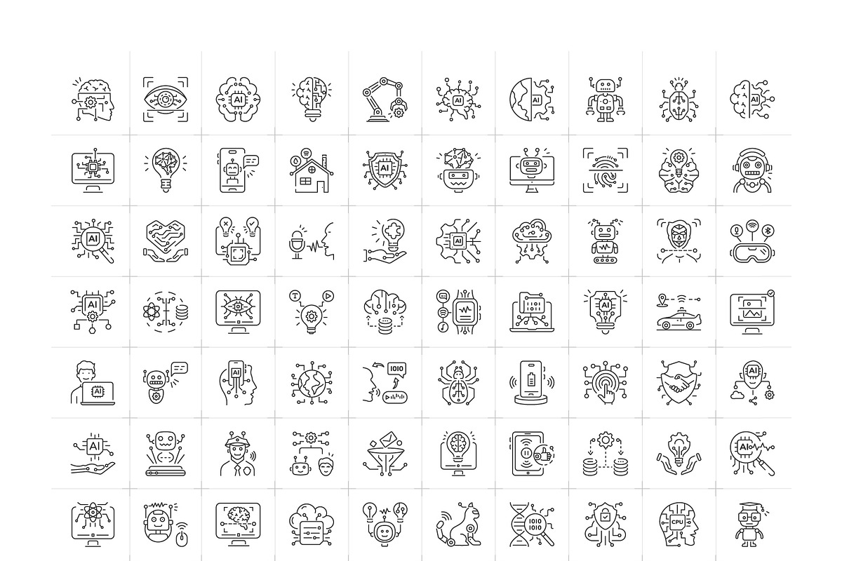 Artificial Intelligence Icon Set, an Outline Icon by Prosymbols (Photo 5 of 5)