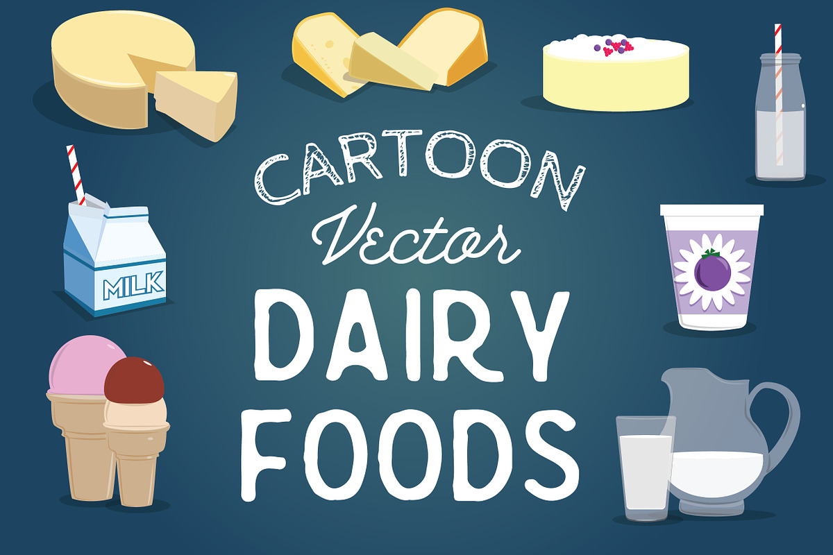 Cartoon Illustrated Dairy Foods, a Food Illustration by Rainy City Press (Photo 1 of 3)