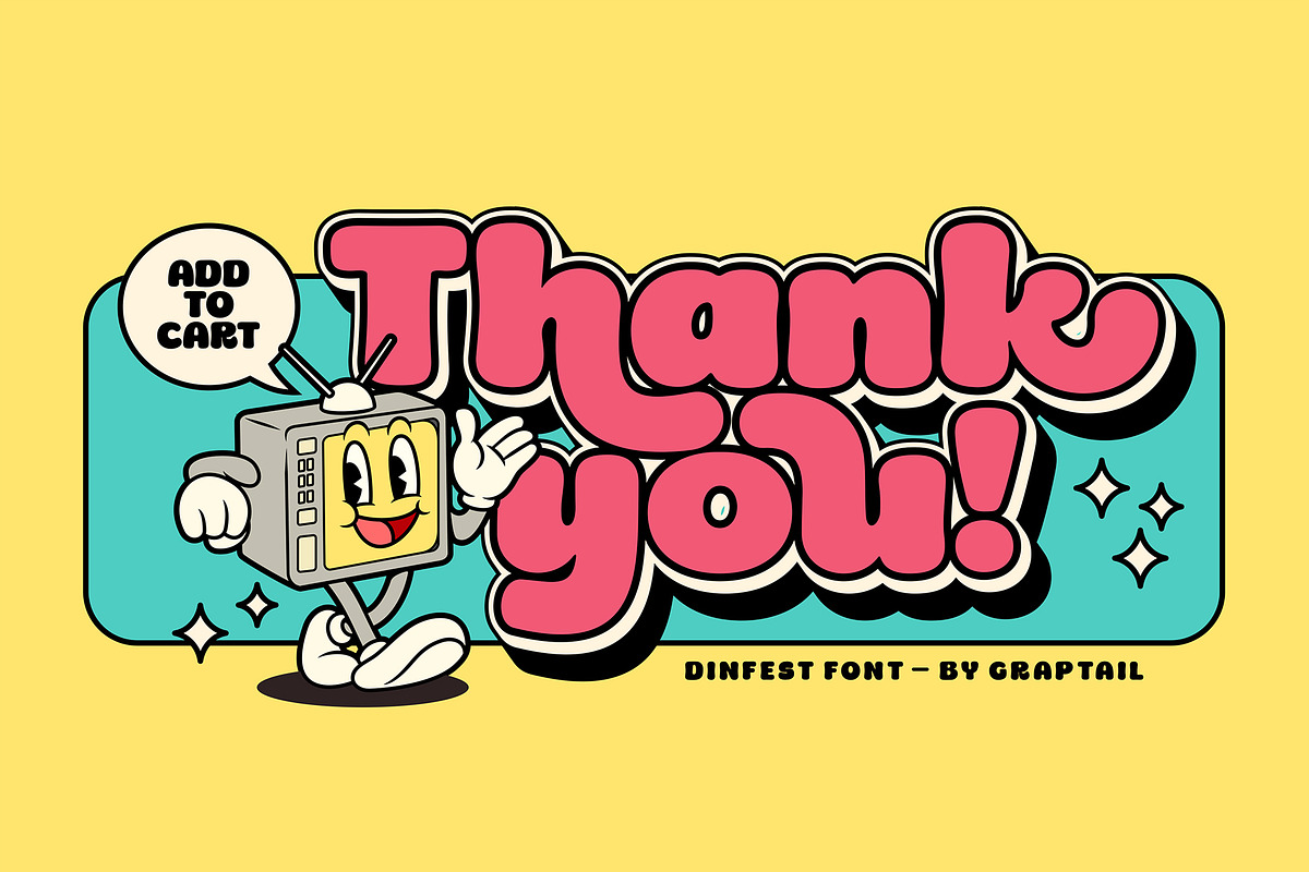 Dinfest Bold - Retro Font, a Sans Serif Font by Graptail (Photo 8 of 8)