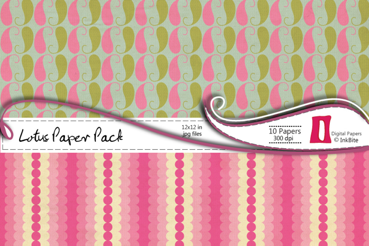 Pink Lotuses Digital Papers preview 4