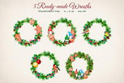Watercolor Christmas Wreath Creator, a Seasonal Illustration by Where summer is (Thumbnail 5 of 13)