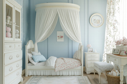 A serene and elegant Shabby Chic interior design style children's bedroom featu, an Arts & Entertainment Photo by Textures & Backgrounds