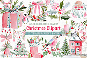 Watercolor Christmas Clipart, an Illustration by Craft Nest (Thumbnail 1 of 6)
