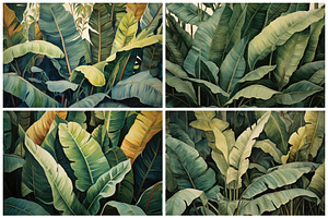 24 Banana Leaf Illustrations