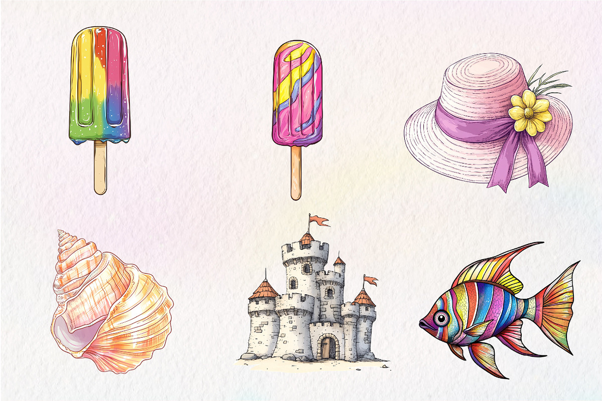Watercolor Summer Vibe Clipart, an Illustration by CreationArt (Photo 5 of 5)