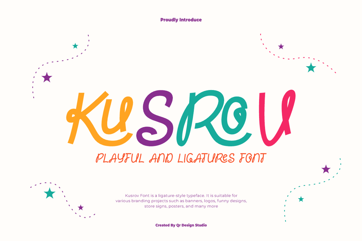 Kusrov - Playful Ligatures Font, a Handwritten Font by QR Design Studio (Photo 1 of 8)
