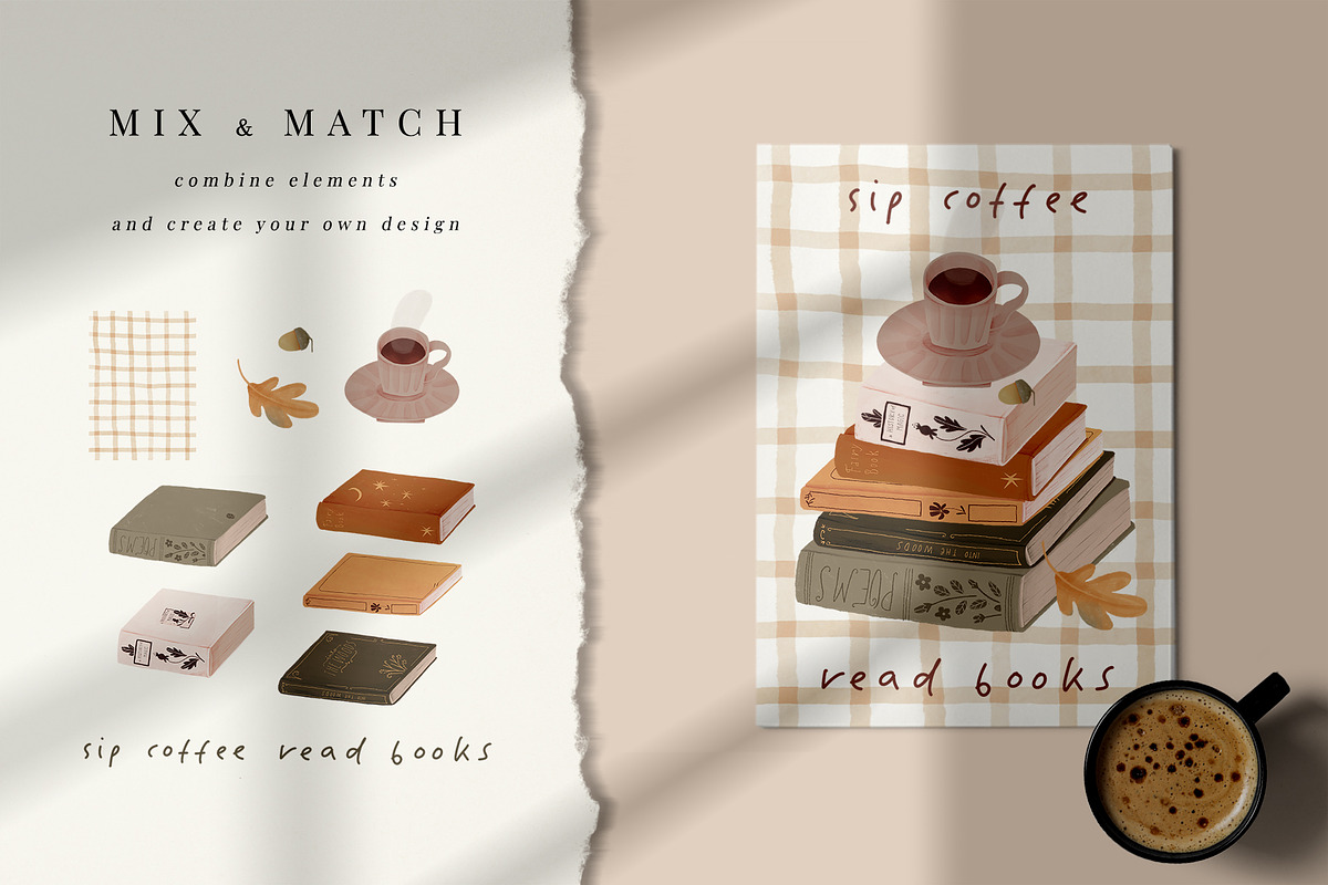 Books & coffee - cute hand drawn set, an Education Illustration by Cute Atelier (Photo 4 of 14)