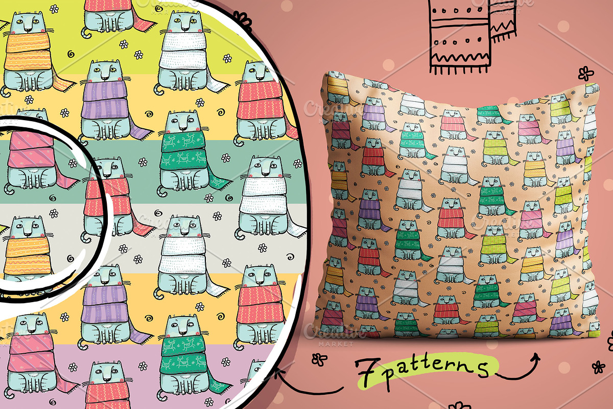 The Siberian Cat patterns, an Animal Illustration by Zooza Art (Photo 4 of 10)