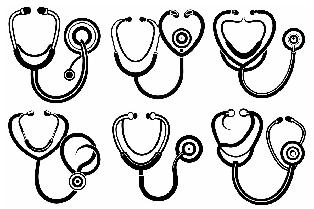 Stethoscope vector silhouettes, an Object Graphic by Billah Hub