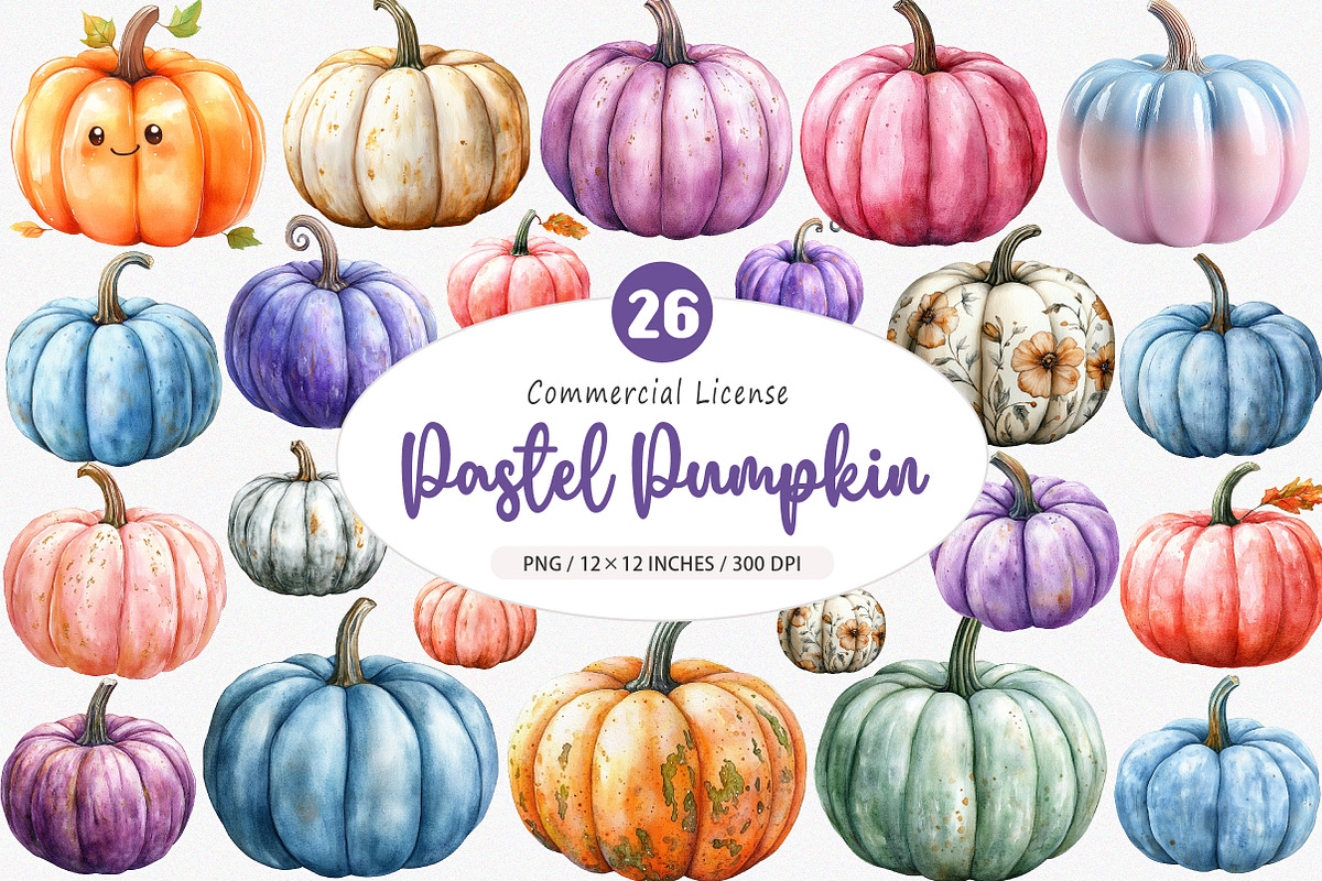 Pastel Pumpkin Clipart, an Illustration by SinaCreation (Photo 1 of 5)