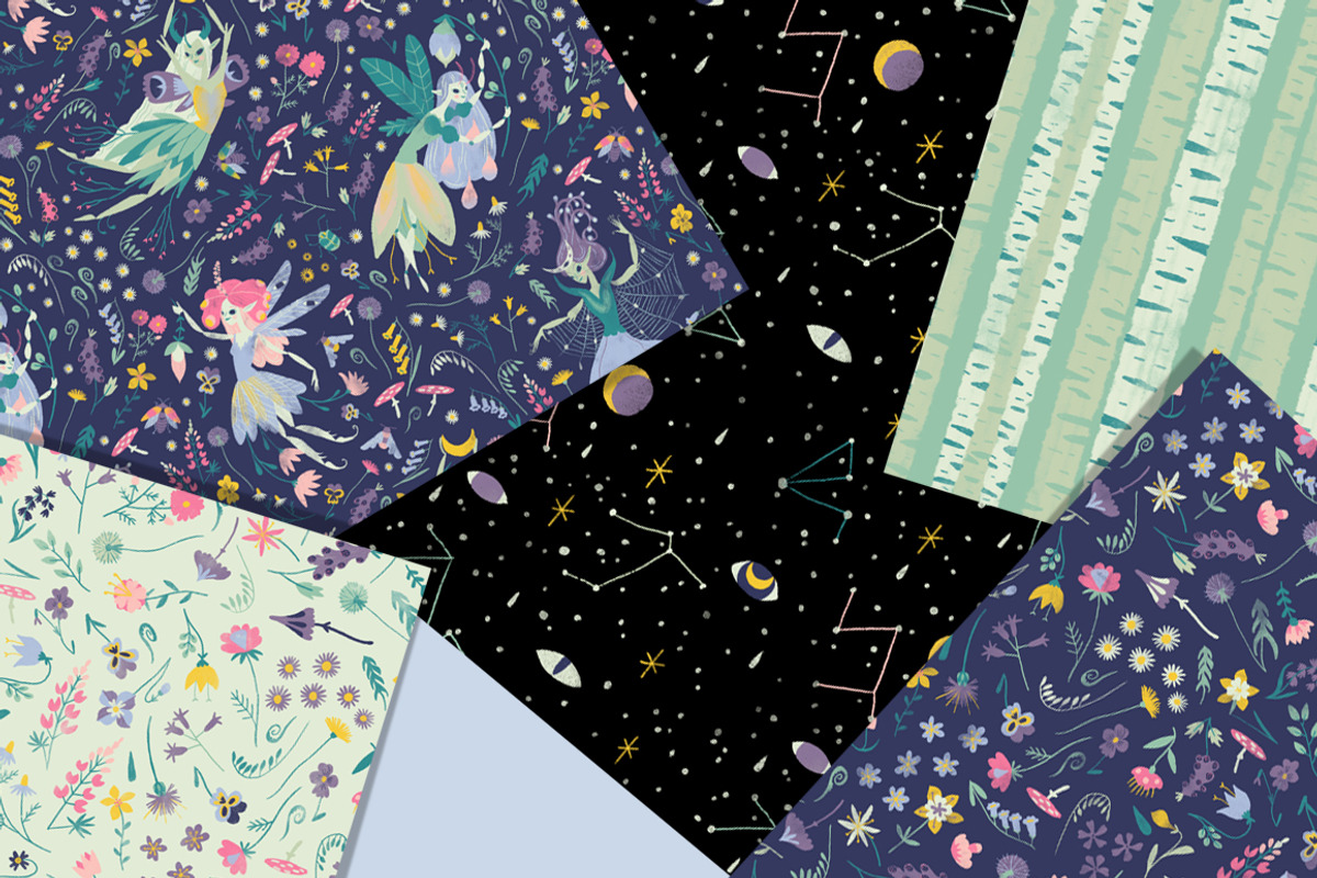Midsummer Fairies Digital Papers, a Pattern Graphic by Lilla Bölecz (Photo 3 of 6)