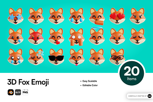 3D Fox Emoji Icon