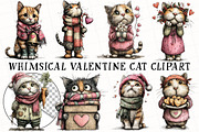 Whimsical Valentine Cat Clipart, an Illustration by OK Design (Thumbnail 2 of 6)