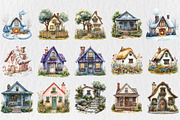 Watercolor Cute House Clipart, an Illustration by Rose Art (Thumbnail 2 of 4)