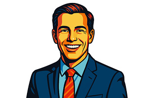 Smiling male sales manager in suit, a Person Illustration by AlexArt