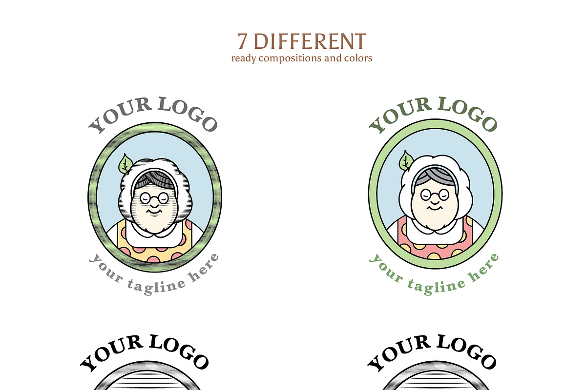 Vintage Grandmother Chef logo 7 PACK, a Branding & Logo Template by Alexandra De Angelis (Photo 6 of 7)