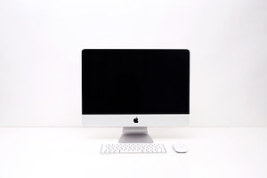 Imac on white desktop stock photo containing imac, mac, and computer