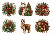 Watercolor Christmas Llamas Clipart, a Seasonal Illustration by Designworld (Thumbnail 2 of 4)