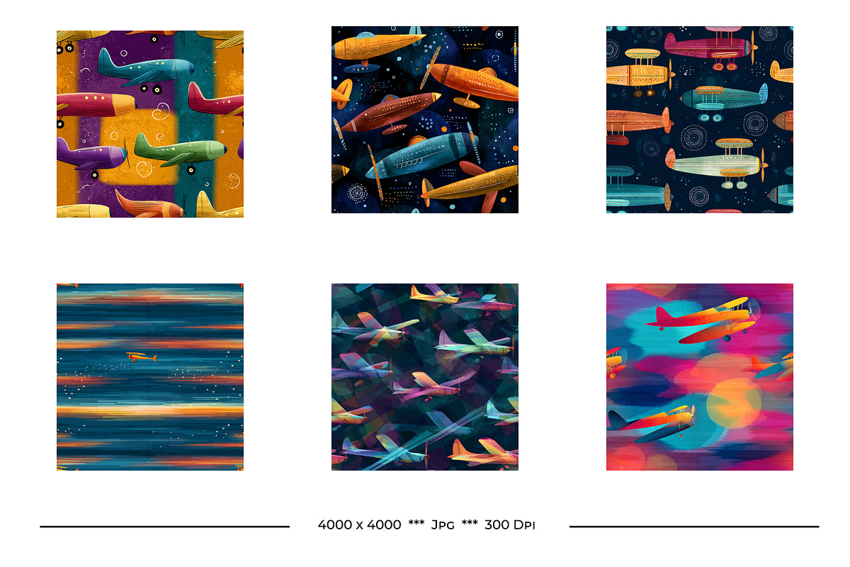 Toy Airplane Retro Art Style Pattern, a Pattern Graphic by karenfoleyphoto (Photo 4 of 9)