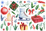 Christmas watercolor clipart, a Decorative Illustration by Hanna Hryharenka (Thumbnail 15 of 19)