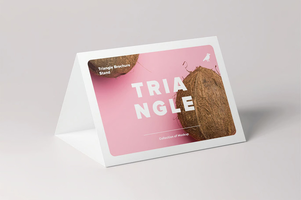 Triangle A5 Brochure Stand Mock-up, an Advertising Mockup by zippypixelstudio (Photo 3 of 10)