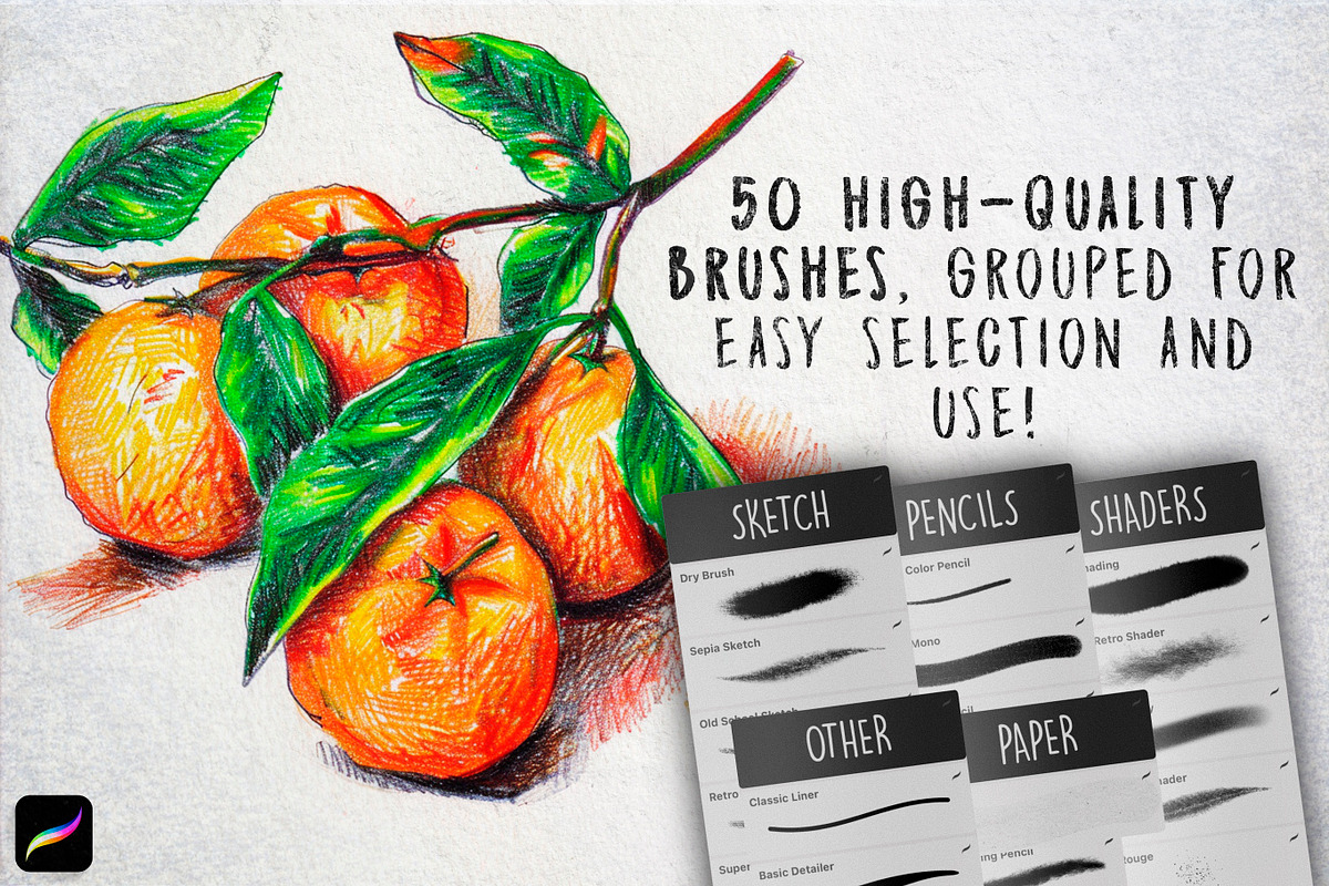 50 Retro Pencils - Procreate Brushes, a Brush Add-On by Nuclear Brushes (Photo 4 of 8)