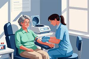 nurse taking a blood sample, a Health & Medical Photo by angellodeco