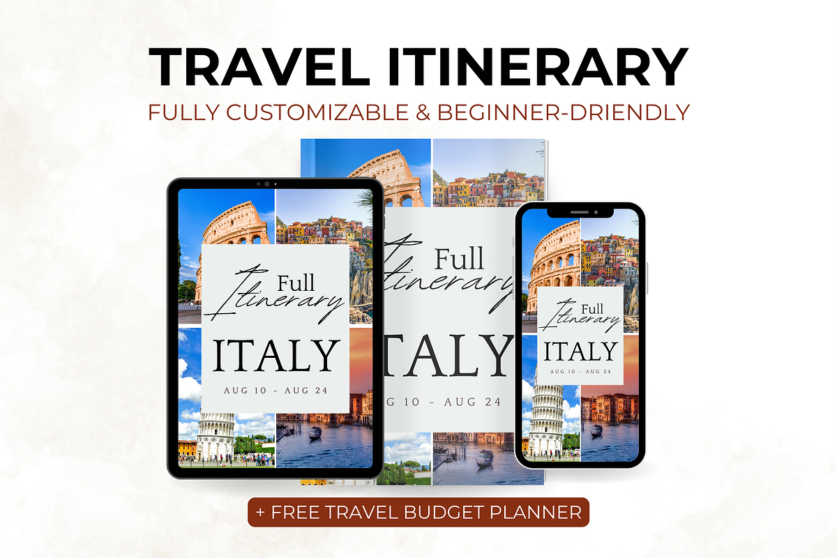 Italy Travel Itinerary for Canva, a Templates & Theme by Digital By Nikoleta (Photo 1 of 11)