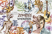 Zombies, monsters, mushrooms clipart, an Object Graphic by SimpleWishesArt (Thumbnail 1 of 10)