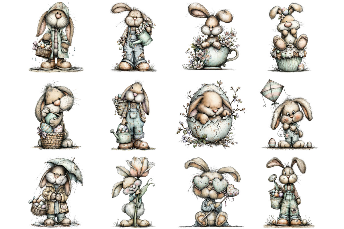 Cute Easter Bunny Clipart, a Graphic by CitraGraphics (Photo 2 of 5)