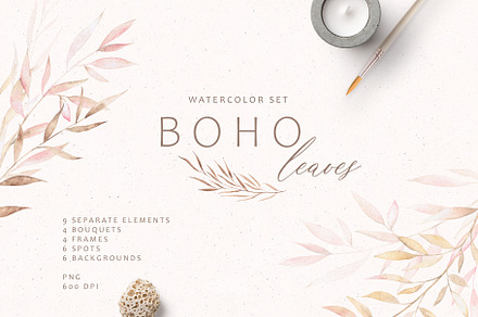 BOHO leaves - watercolor set