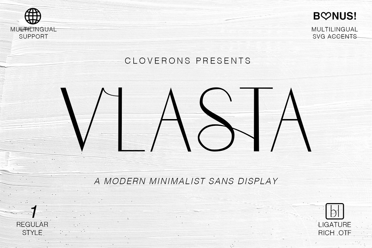 Vlasta Minimal Modern Sans Display, a Sans Serif Font by Cloverons (Photo 1 of 14)