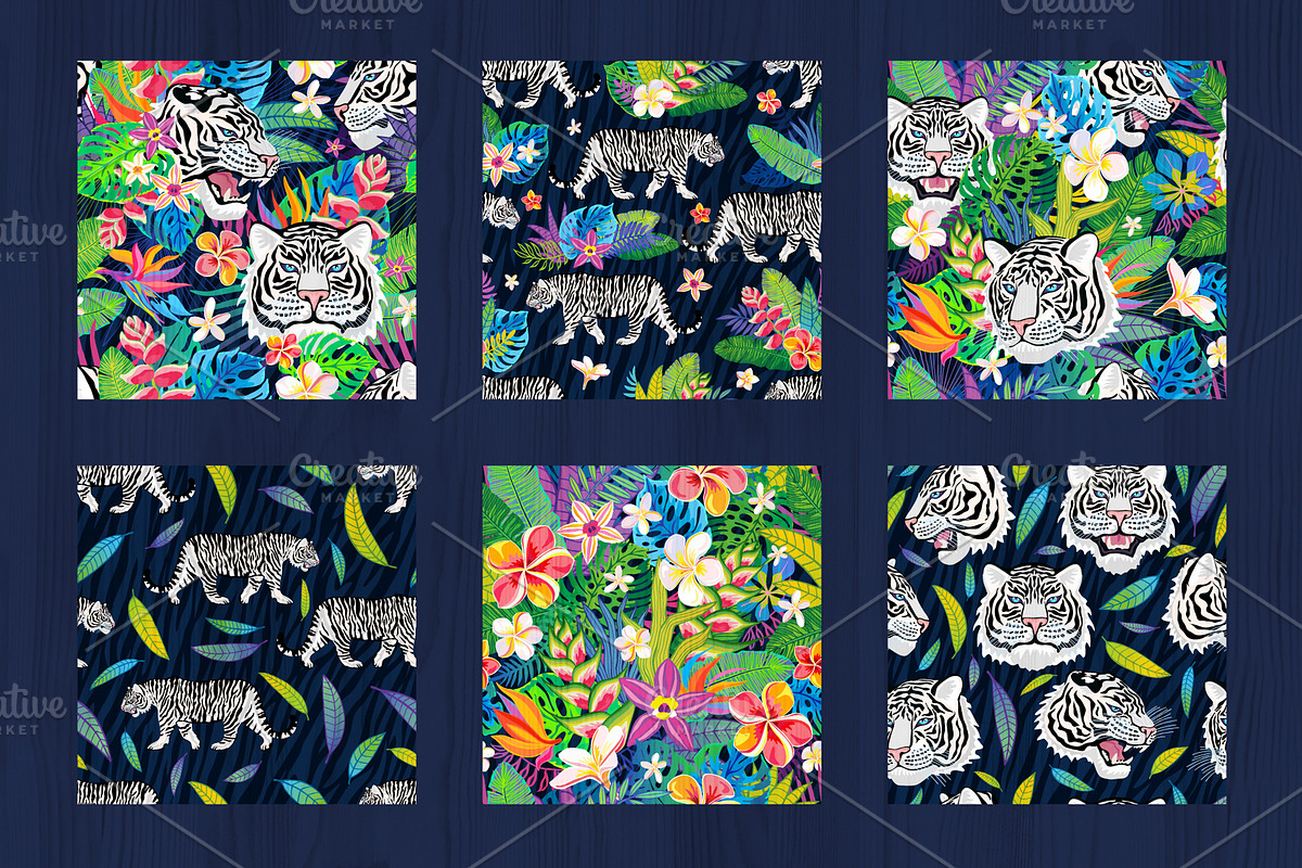 White Tiger in Tropical vector, an Animal Illustration by Iraida_Bearlala (Photo 10 of 10)