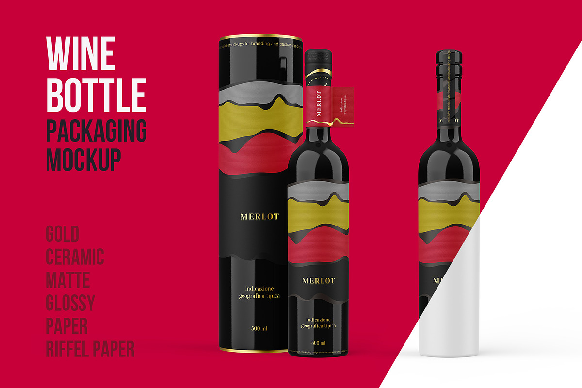 Ceramic Wine Bottle Mockup PRO, a Packaging Mockup by easymock (Photo 1 of 22)
