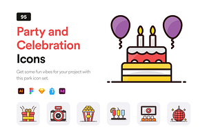 Party and Celebration Icons, a Duotone Icon by Brickclay
