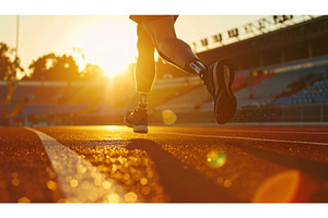 An athlete with prosthetic legs, a Background Photo by Igor Tichonow