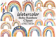 Boho Rainbow PNG Clipart Bundle, an Illustration by Design Market (Thumbnail 1 of 3)