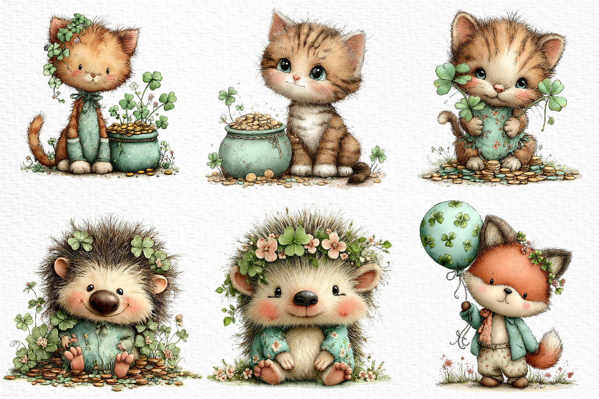 Cute St Patrick’s Animals Clipart, an Illustration by Craft Nest (Photo 5 of 11)