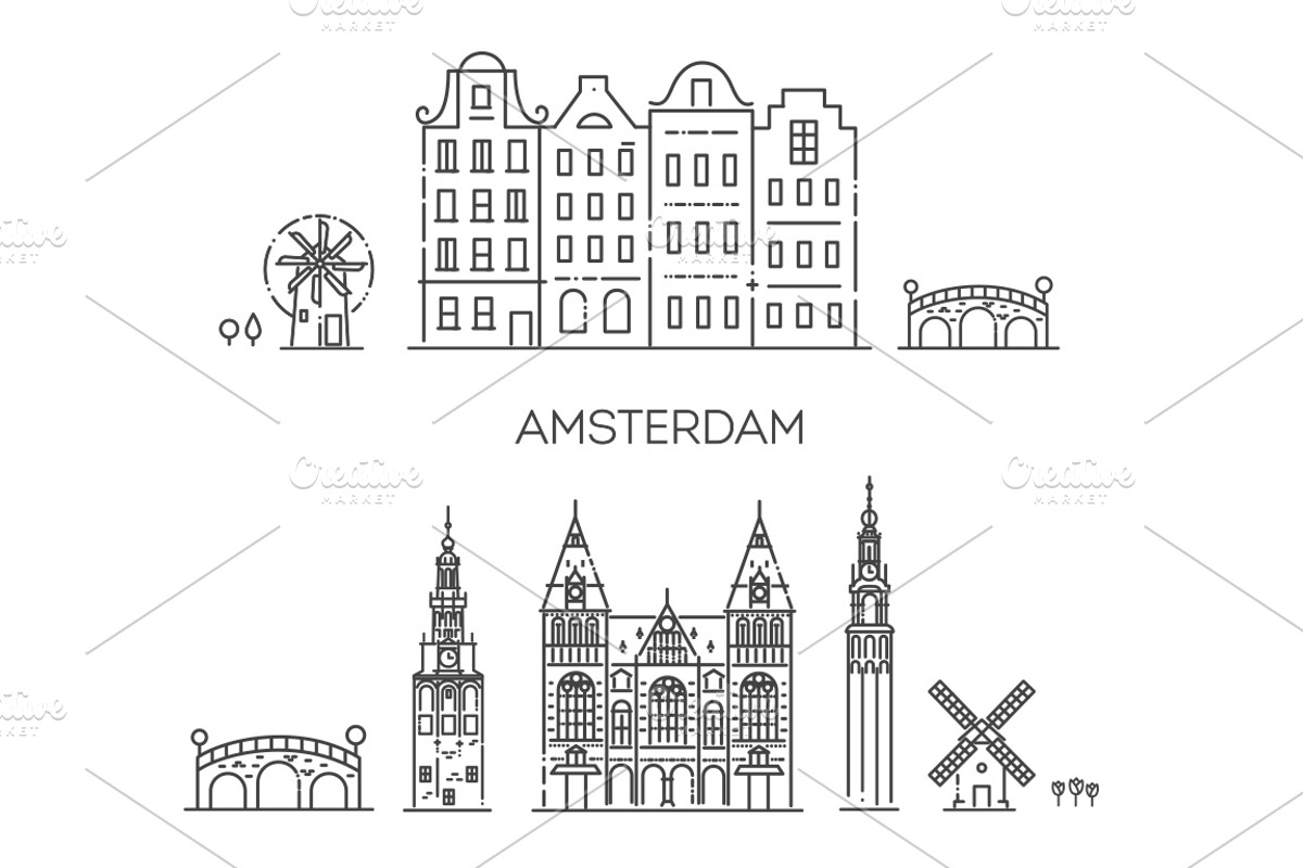 Amsterdam City Line Vector, a Work Illustration by Tettygreen (Photo 2 of 3)