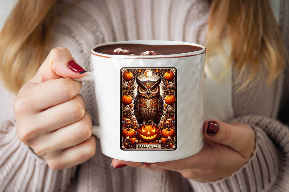 Halloween Owl Tarot Card Sublimation, an Illustration by SVGArt (Photo 8 of 8)