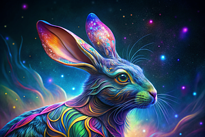 Vibrant Rabbit Print