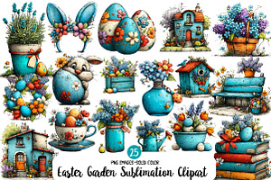 Easter Garden Sublimation Clipart, an Illustration by Designworld