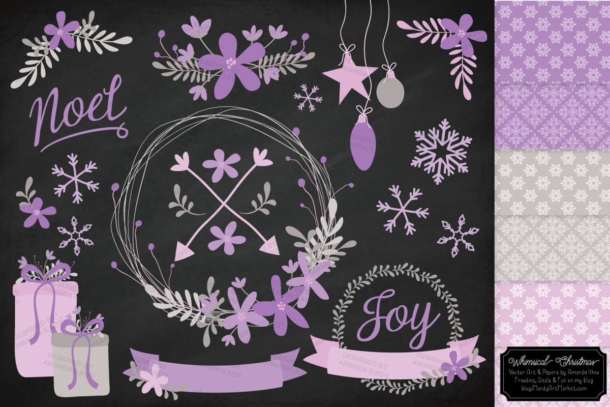 Lavender Christmas Wreaths & Paper, an Illustration by Amanda Ilkov (Photo 2 of 5)
