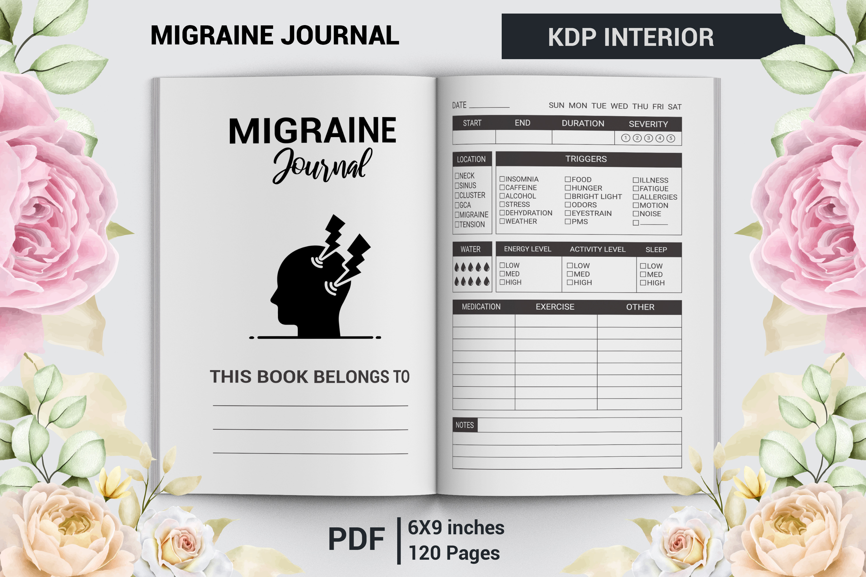 Migraine Journal KDP Interior, a Graphic by HillTract