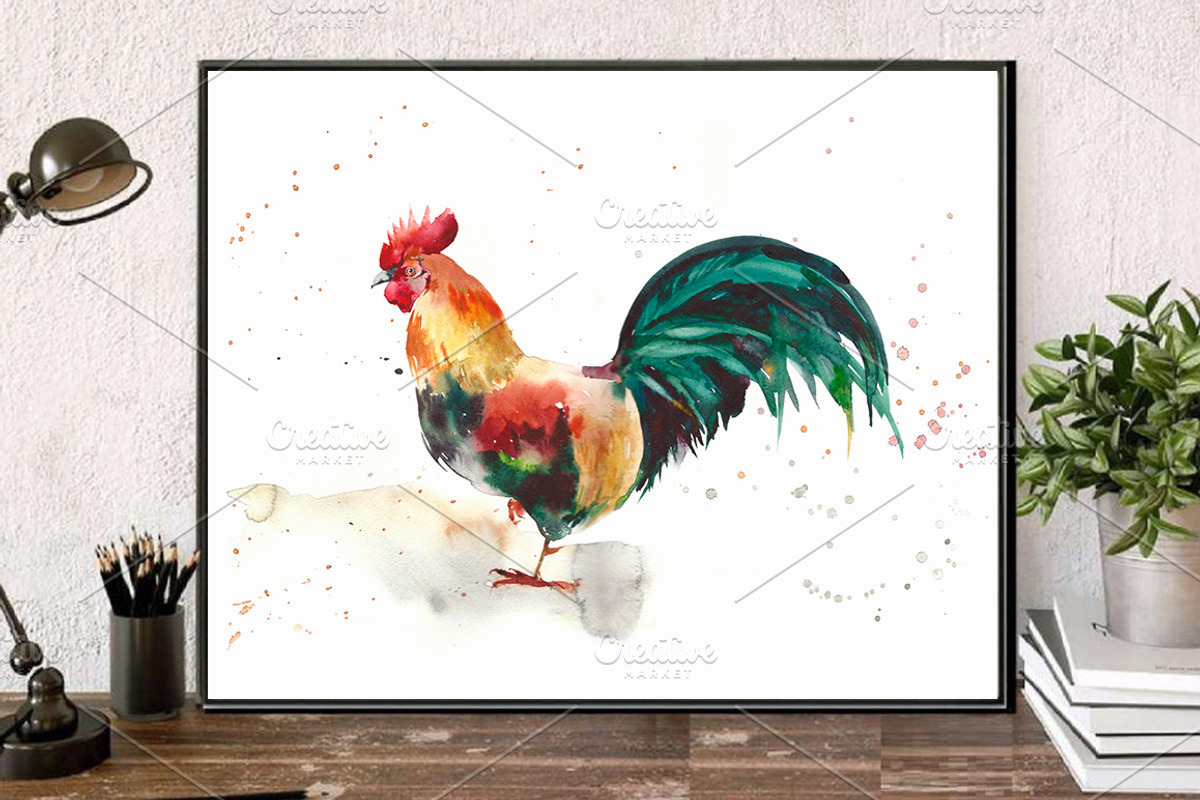 SALE! Watercolor rooster, an Animal Illustration by MaryAmi (Photo 3 of 3)