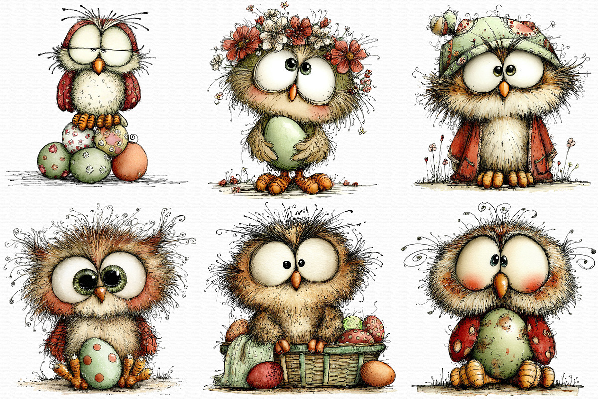 Whimsical Easter Owl Clipart, an Illustration by Libby Wishes (Photo 5 of 8)