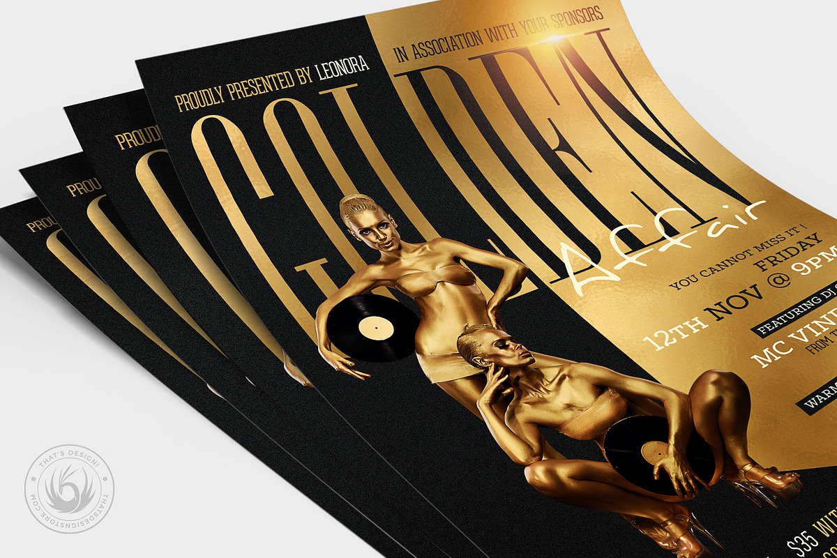 Golden Affair Flyer Template, a Flyer Template by ThatsDesignArt (Photo 4 of 7)